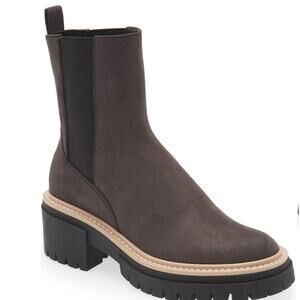 Open Edit Mya Lug Sole Chelsea Boot 6 Gray Faux Suede NWOT Ankle Calf 90s Y2K